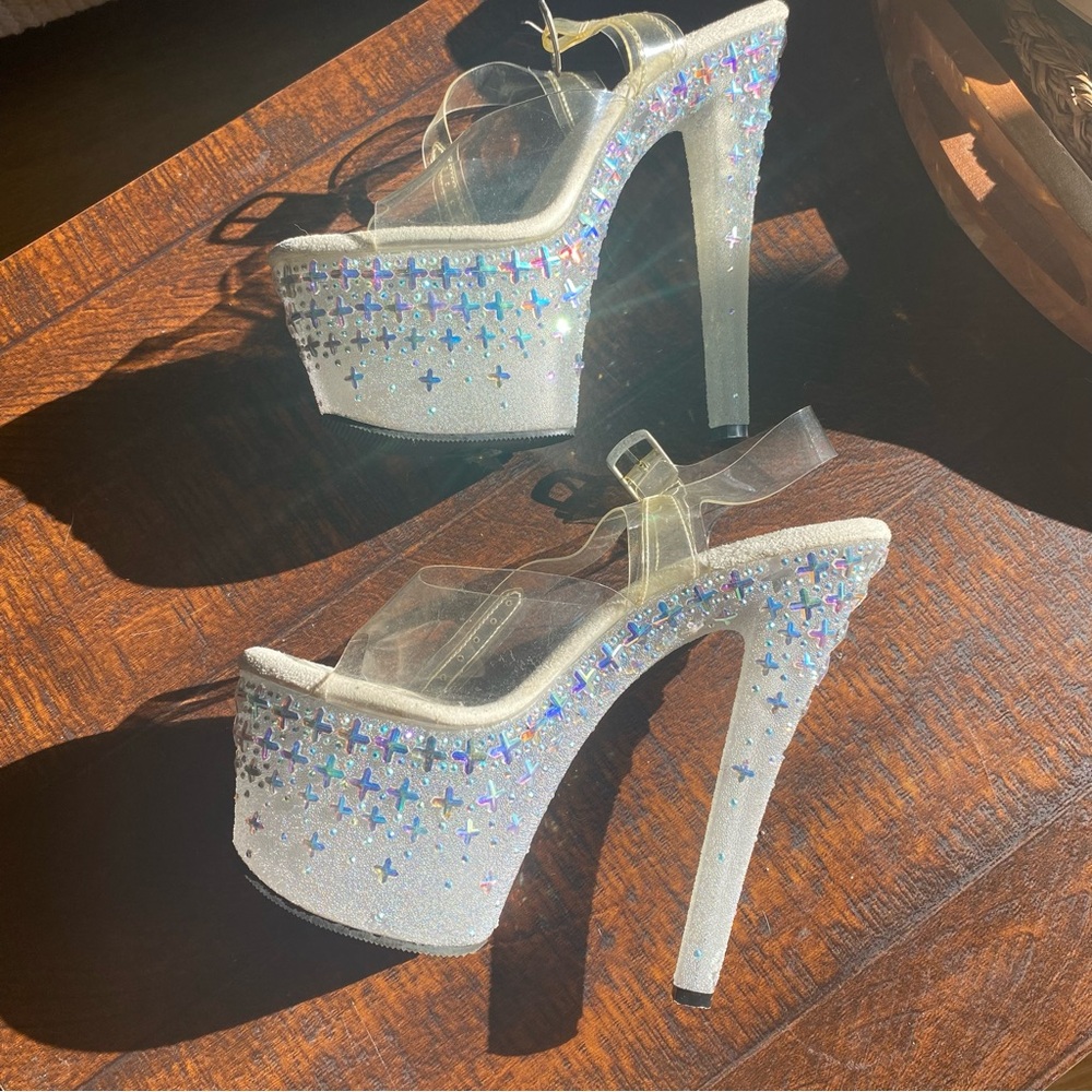 Pleaser Platform Heels Glitter Rhinestone